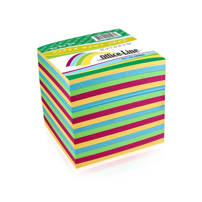 Cub din hârtie pentru notițe OfficeLine, Rainbow, 90x90x90 mm
