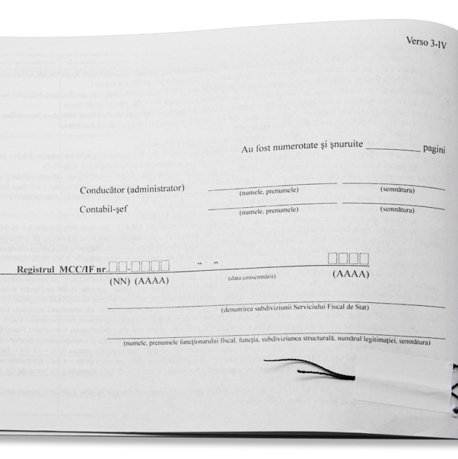 Registru mașini de casă și control A4, hârtie de ofset, 36 file