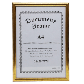 Фоторамка А4 пластиковая, золотистый