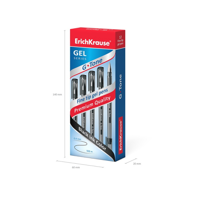 Pix cu gel Erich Krause G-TONE, negru, 0.5 mm