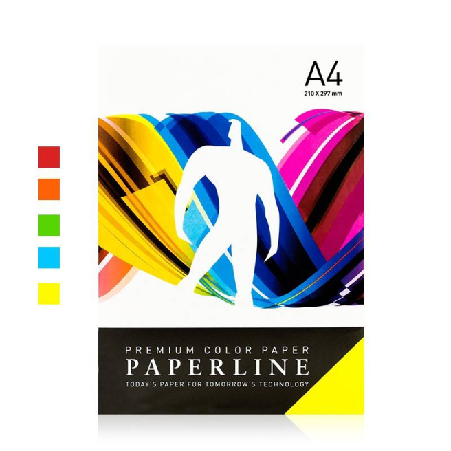 Hârtie colorată A4 Paperline RAINBOW, 80 gr., intensiv, 5 cul. x 50 file