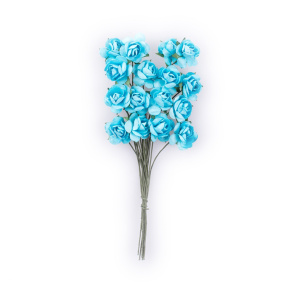 Flori din hirtie 2cm, 16buc.trandafire BLUE SKY art.CEKP-020