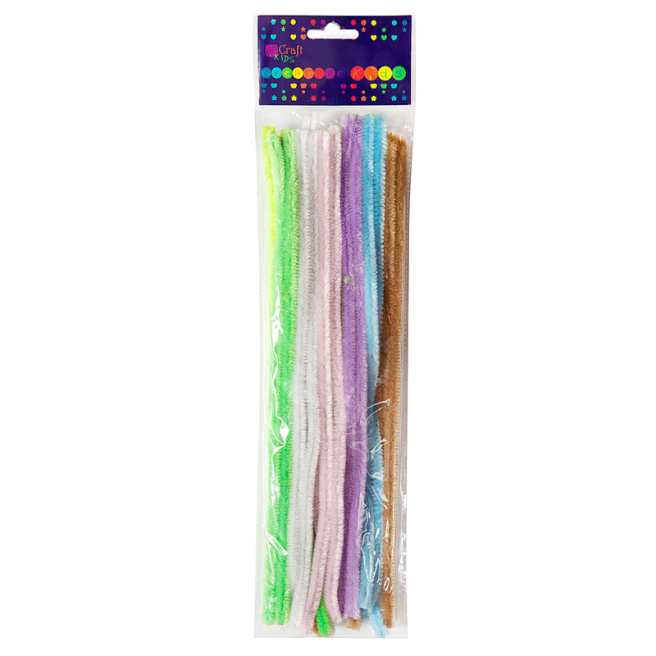 Sarma flausata chenille 30cm 25buc pastelate