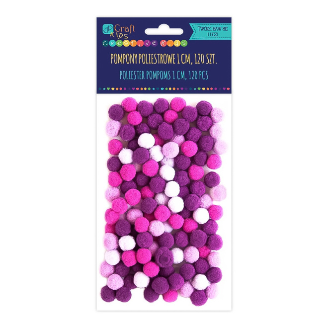 Pompoane pentru decor 1cm mix violet, 120buc.