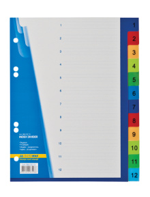 Index-separator cifrat din plastic, color, А5 Buromax, 1-12, 12 bucati
