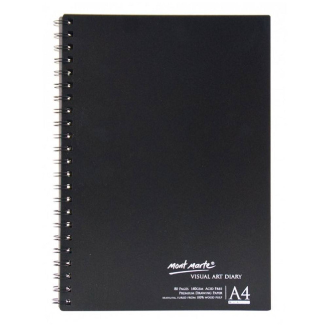 Sketchbook cu spirală, coperta PP, A4, 140 gsm, 40 foi, hârtie neagră