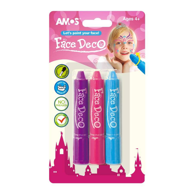 Amos, Face Deco. Cariocă pentru față pentru fete, 3 culori
