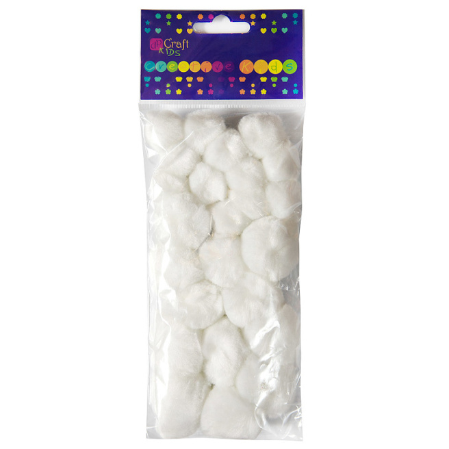 Pompoane acril, MIX 24 buc., cul. alba