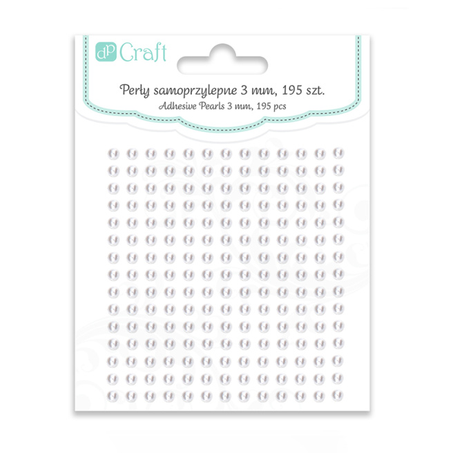 Perle autoadezive 3 mm 195 bucăți albe