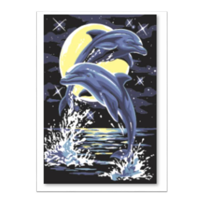 Delfini și luna 20x30 cm, pictură pe numere