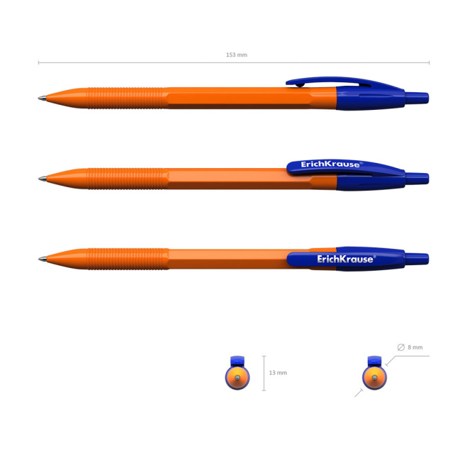 Pix bila cu buton Erich Krause 0.7mm,  R-301 Orange Matic albastru