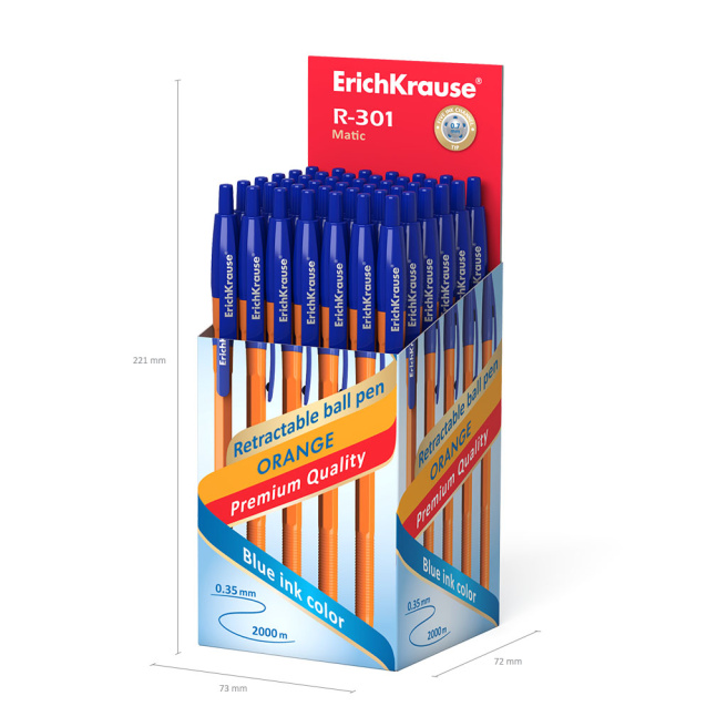 Pix bila cu buton Erich Krause 0.7mm,  R-301 Orange Matic albastru