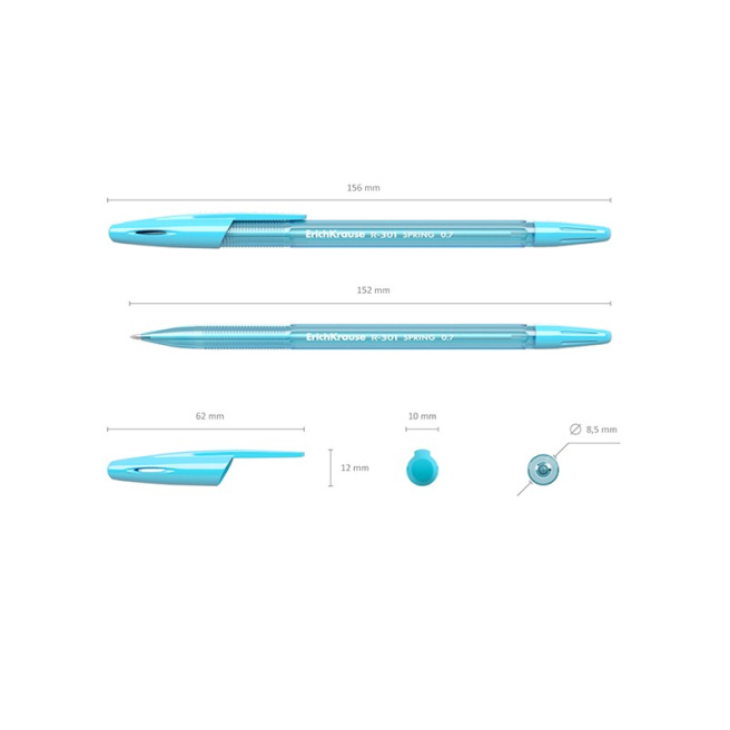 Ручка шариковая Erich Krause 0.7мм, Spring R-301, синий