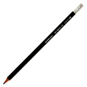 Creion Erich Krause JET BLACK 101 cu radiera HB