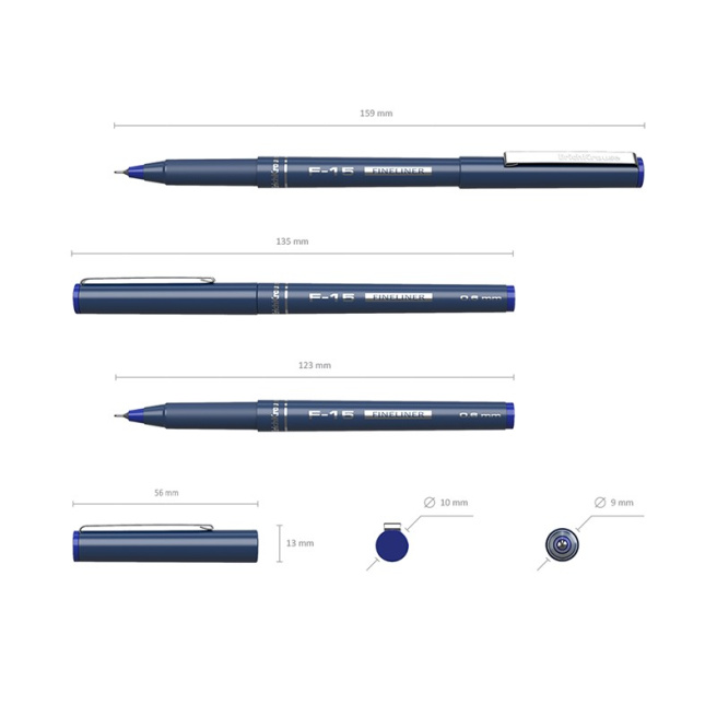 Ручка капиллярная ErichKrause Fineliner F-15, 0.6 мм, синий.