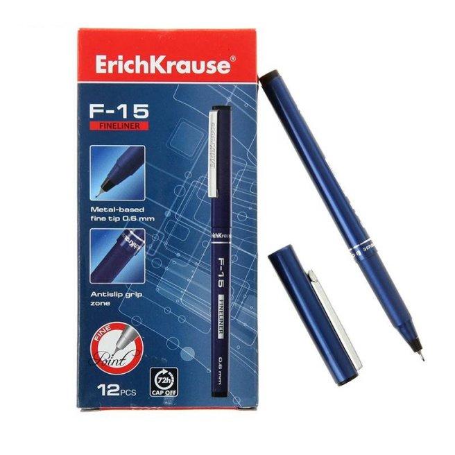 Pix roller ErichKrause Fineliner F-15, 0.6 mm, negru