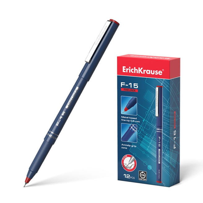 Pix roller Erich Krause Fineliner F-15, 0.6 мм, roşu