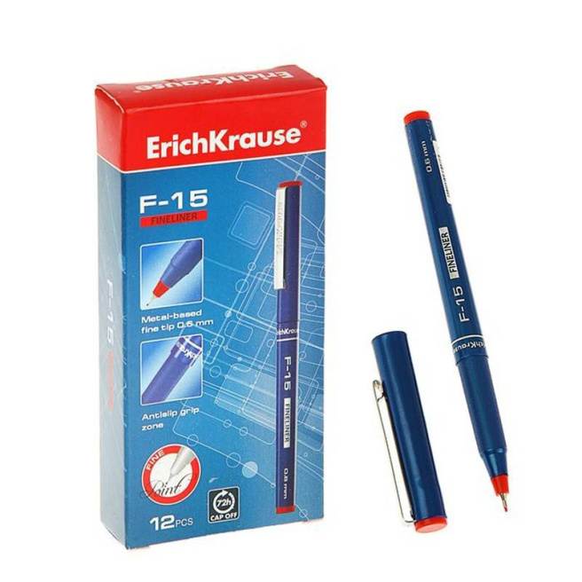 Pix roller Erich Krause Fineliner F-15, 0.6 мм, roşu