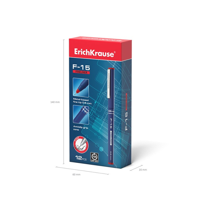 Pix roller Erich Krause Fineliner F-15, 0.6 мм, roşu