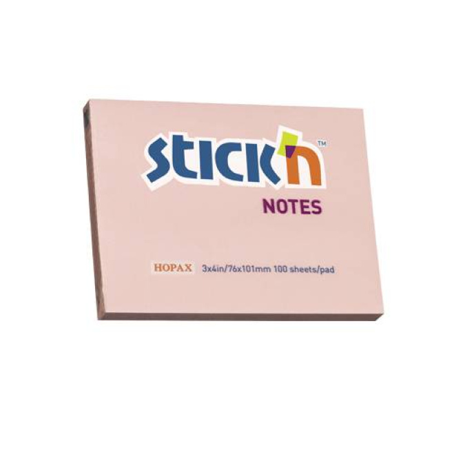 Блок для заметок 76x101мм/100л розовый STICK`N 21151