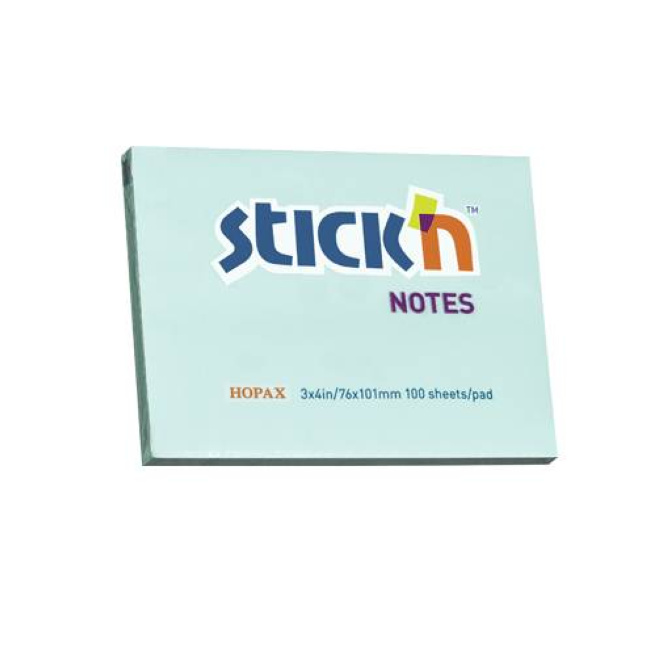 Блок для заметок 76x101/100л голубой STICK`N