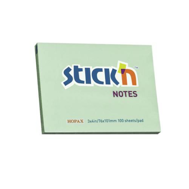 Блок для заметок 76x101мм/100л зеленый STICK`N