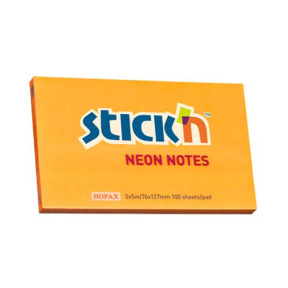 Блок для заметок 76x127/100л STICK`N неон оранжевый