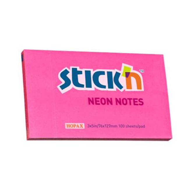 Блок для заметок 76x127/100л STICK`N неон малиновый