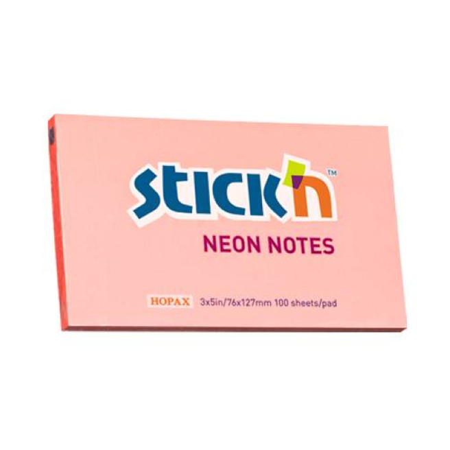 Блок для заметок 76x127/100л STICK`N неон розовый