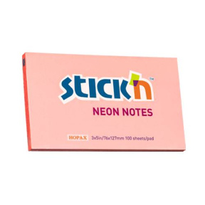 Блок для заметок 76x127/100л STICK`N неон розовый