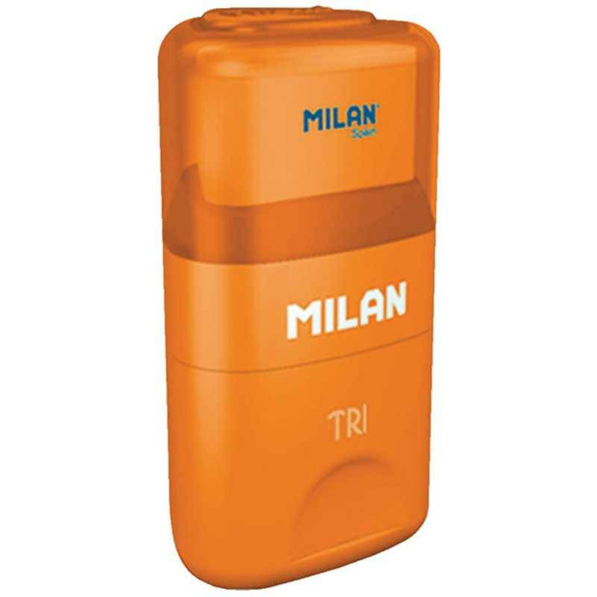 Точилка MILAN с контейнером + ластик, серия TRI