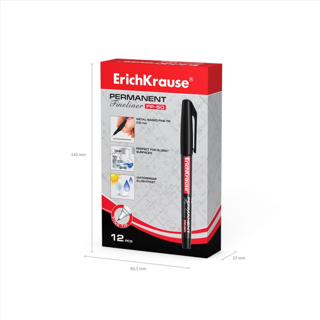 Маркер Fineliner FP-50 для CD/DVD, черный, (по штучно)