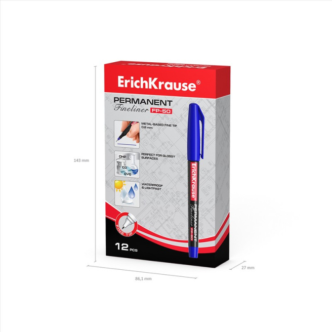 Marker Fineliner FP-50 pentru CD/DVD, albastru, (per bucată)