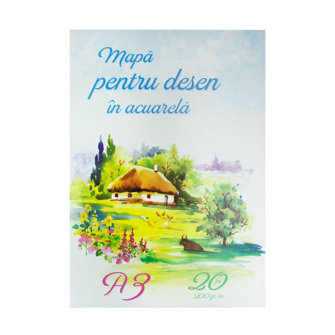 Mapă pentru desen în acuarelă  A3, 20 foi, 200 gr./m2