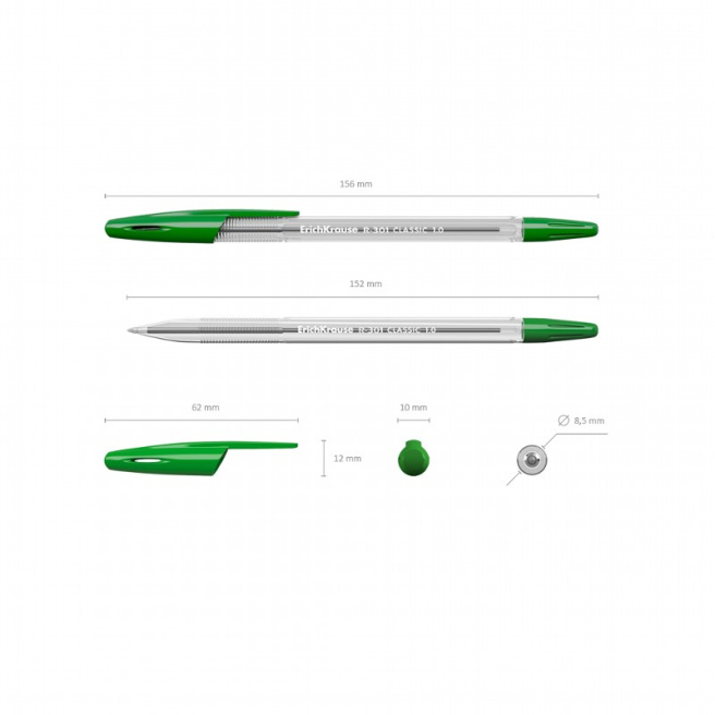 Pix cu bila Erich Krause 1mm, R-301 Stick, verde