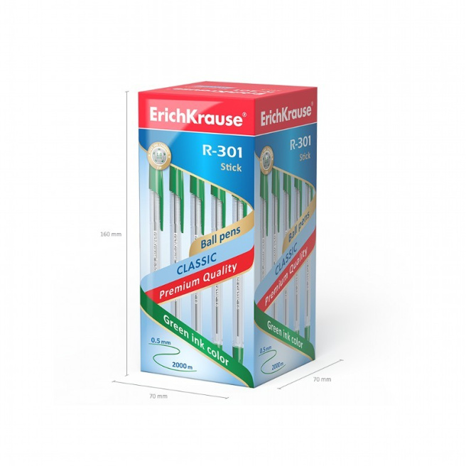 Pix cu bila Erich Krause 1mm, R-301 Stick, verde