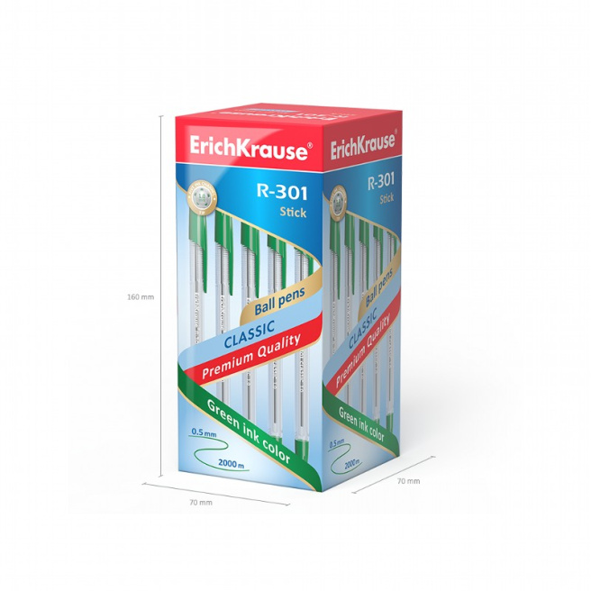 Pix cu bila Erich Krause 1mm, R-301 Stick, verde