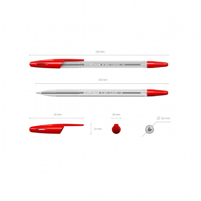 Pix cu bila Erich Krause 1mm, R-301 Stick, rosu