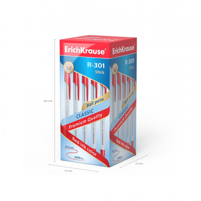 Pix cu bila Erich Krause 1mm, R-301 Stick, rosu