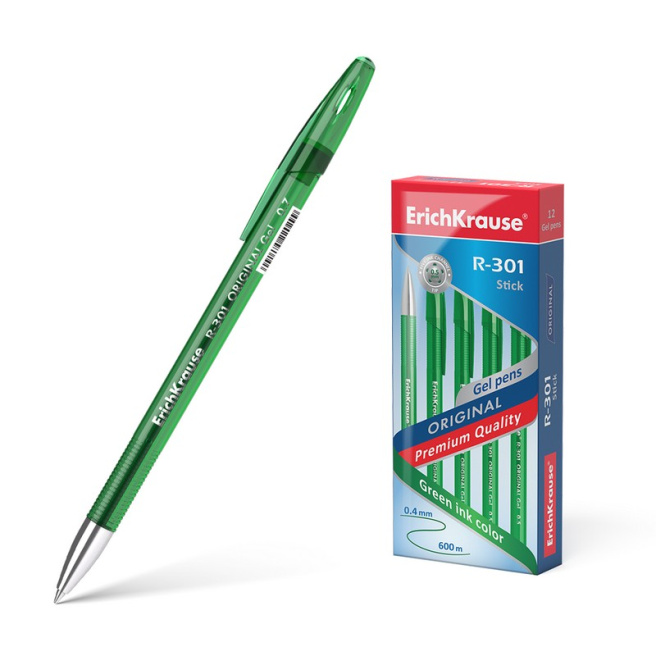 Pix cu gel Erich Krause R-301 verde ORIGINAL 0,5mm